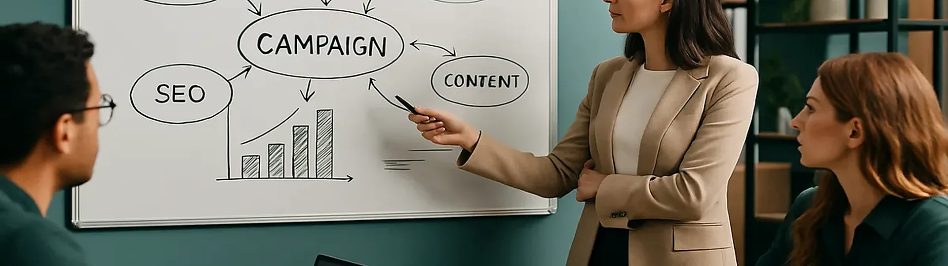 Digital marketing analytics dashboard showing B2B lead generation metrics for hotel supply companies