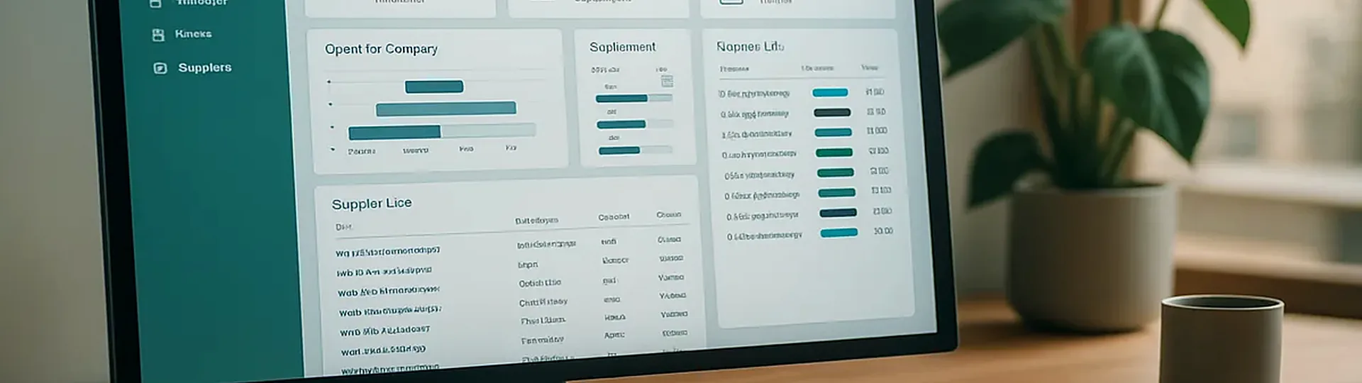 Hotel procurement manager reviewing digital purchase orders on a procurement software dashboard