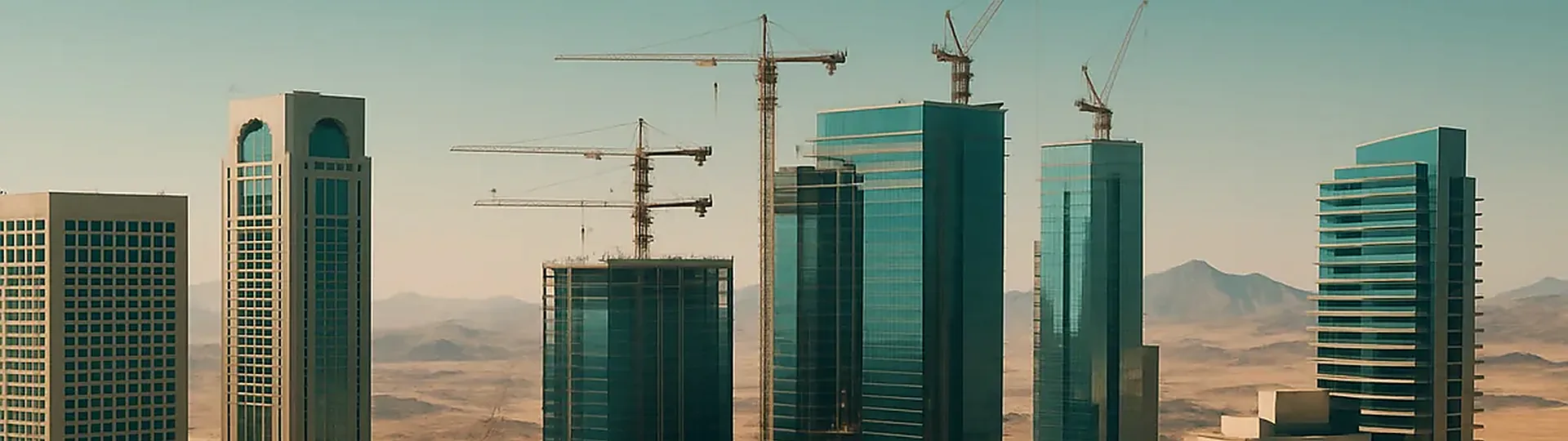 Aerial view of Saudi Arabia mega-project hotel developments including NEOM and Red Sea Global resort construction