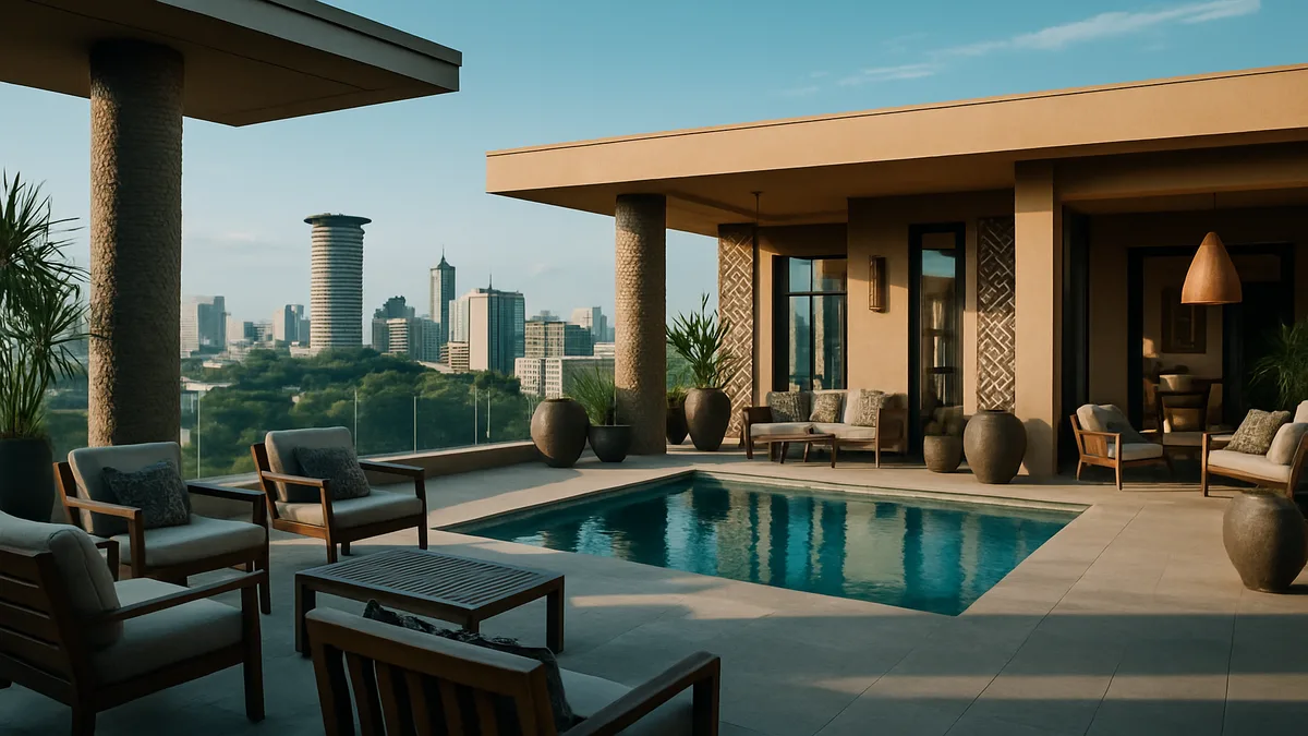 Map of Africa highlighting major hotel development hubs in Nairobi, Lagos, Cape Town, Marrakech, and the Red Sea coast